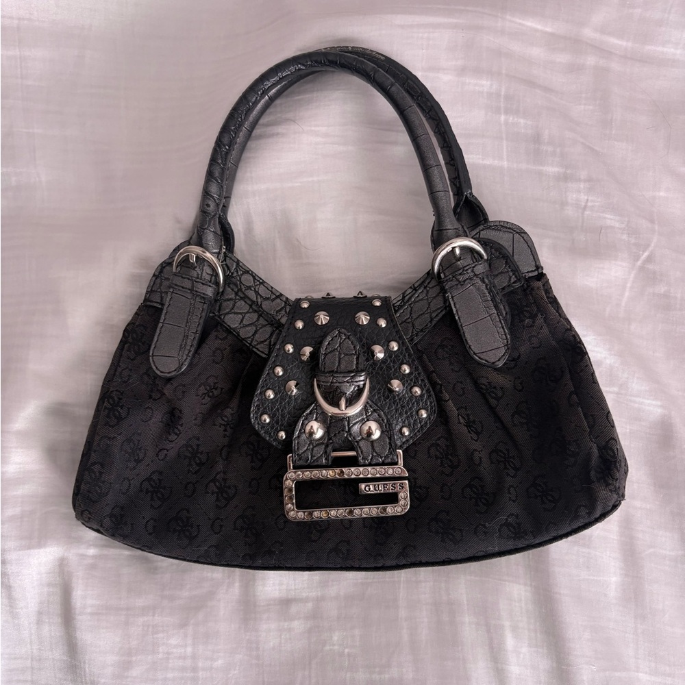 Small Guess Black Studded Hand Bag